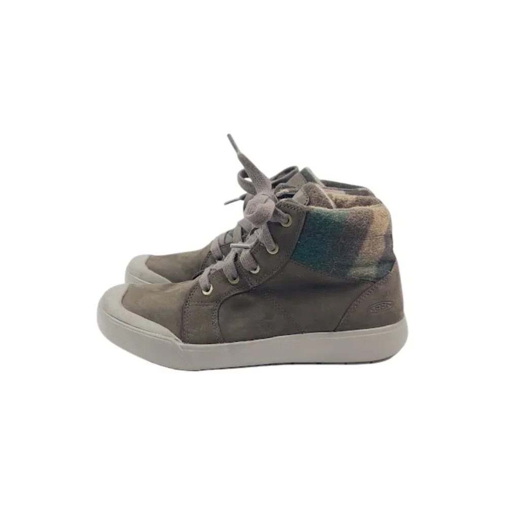 Keen Women's‎ Khaki Elena 1022035 Leather Plaid Ankle Winter Boot Size 7.5